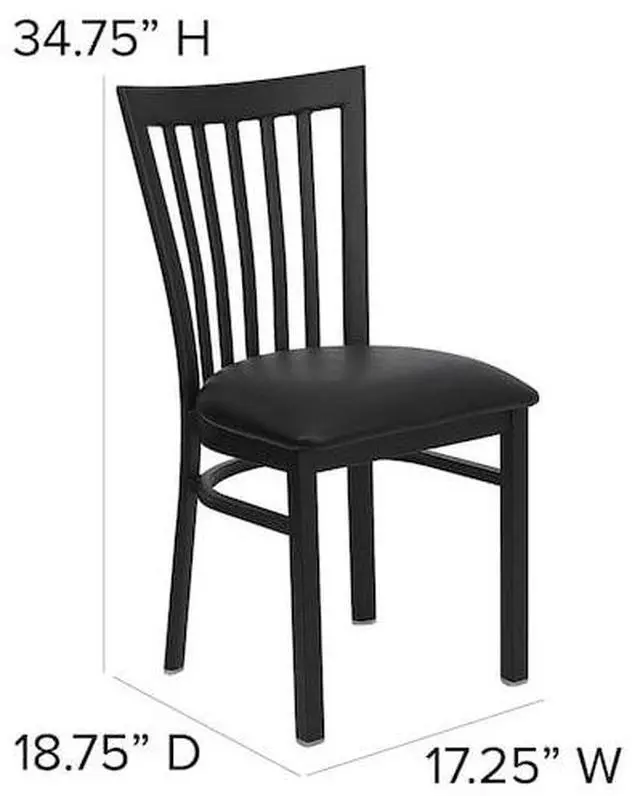 Alt view image 12 of 20 - HERCULES Series Black School House Back Metal Restaurant Chair - Black Vinyl Seat