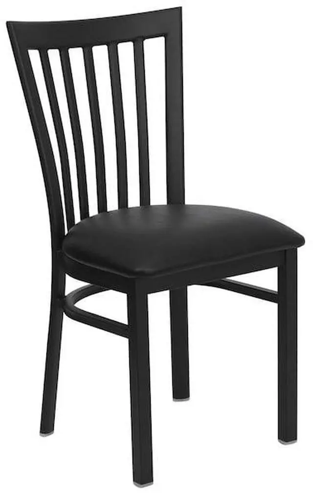 Alt view image 15 of 20 - HERCULES Series Black School House Back Metal Restaurant Chair - Black Vinyl Seat