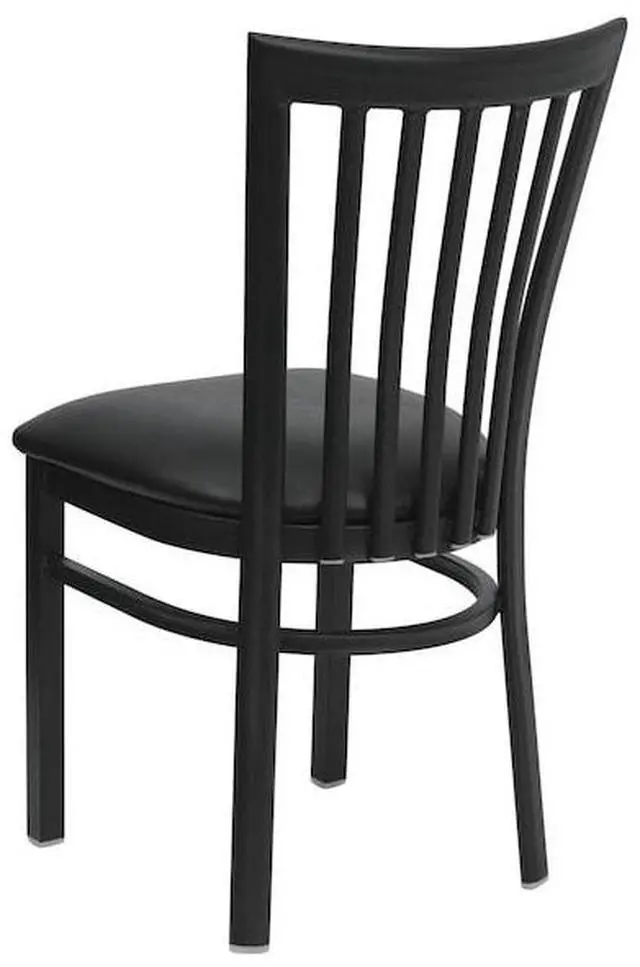 Alt view image 17 of 20 - HERCULES Series Black School House Back Metal Restaurant Chair - Black Vinyl Seat