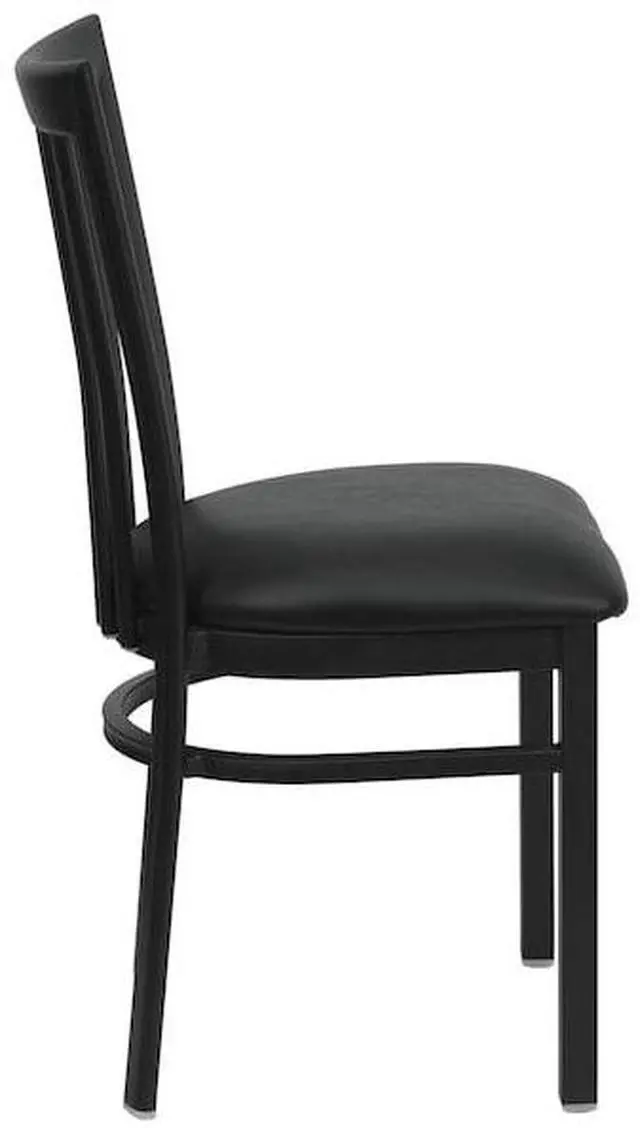 Alt view image 16 of 20 - HERCULES Series Black School House Back Metal Restaurant Chair - Black Vinyl Seat