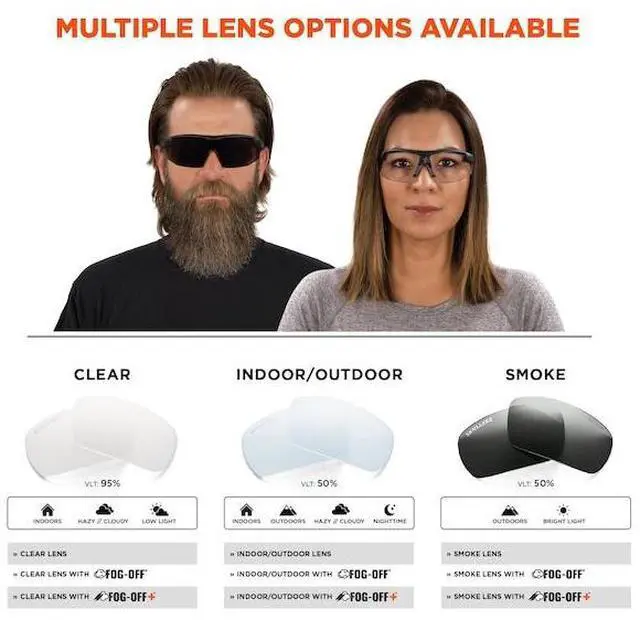 Alt view image 5 of 6 - ERGODYNE SKOLL-AFAS SKOLL, Safety Glasses, Anti-Scratch & Fog-Off+, Smoke Lens,