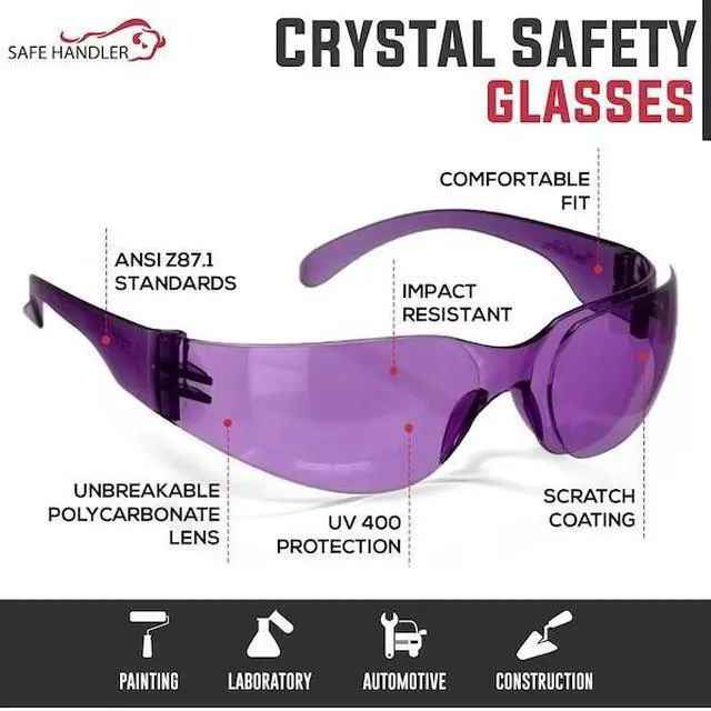 Alt view image 7 of 7 - BISON LIFE BLSH-ESCR-CLCT-SGA1-12 Crystal, Safety Glasses, Anti-Scratch,