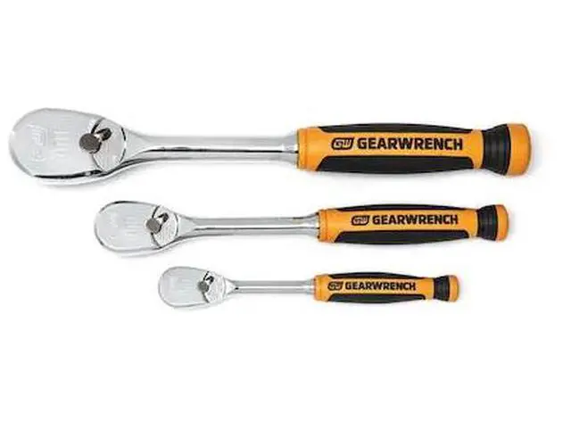 Main image of APEX TOOL GROUP 81207T 3 Pc 1/4 3/8 & 1/2 90T Tooth Ratchet Set,81207T
