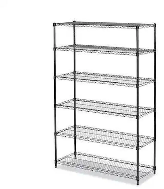 Alt view image 2 of 19 - Alera - 6TCOM4818BA - Commercial Wire Shelving, Six-Shelf, 48w x 18d x 72h, Black Anthracite
