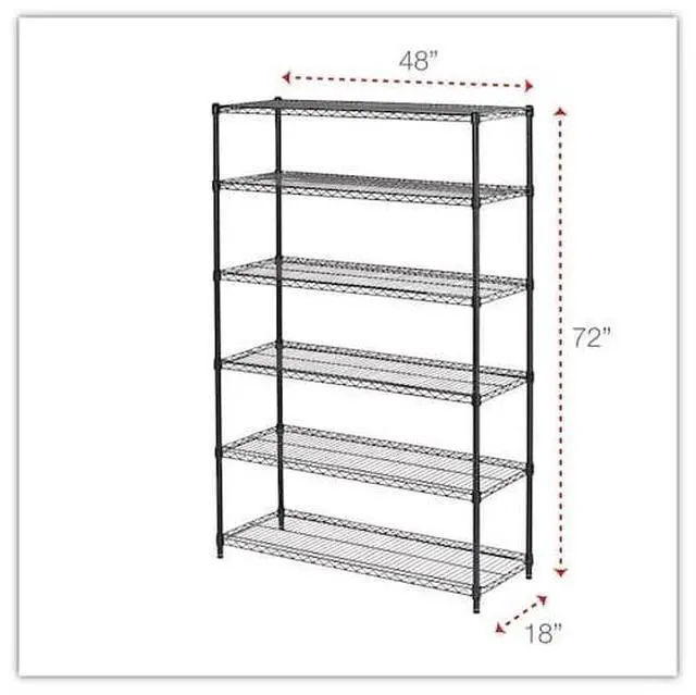 Alt view image 14 of 19 - Alera - 6TCOM4818BA - Commercial Wire Shelving, Six-Shelf, 48w x 18d x 72h, Black Anthracite