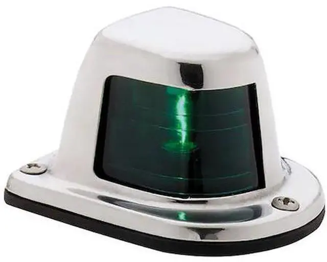 Alt view image 9 of 10 - Attwood 1-Mile Deck Mount, Green Sidelight - 12V - Stainless Steel Housing