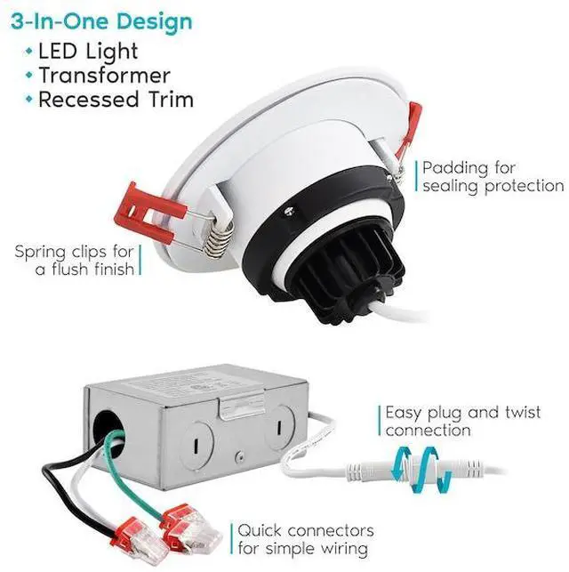 Alt view image 4 of 7 - LUXRITE LR23268-1PK 3 Inch Gimbal LED Recessed Downlight 5 CCT Selectable