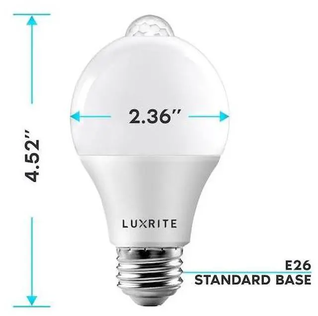 Alt view image 2 of 4 - LUXRITE LR21483-2PK A19 LED Light Bulbs Dusk to Dawn Motion Sensor 9W=60W 800LM