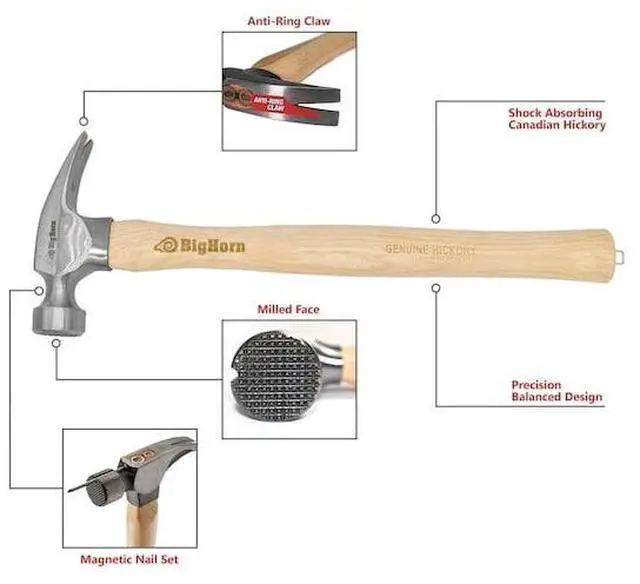 Alt view image 5 of 7 - BIG HORN 15120 25 Oz Straight Handle Framing Hammer - BJ24FMS