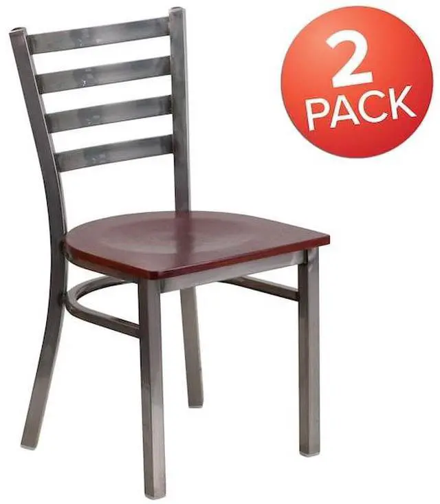 Alt view image 2 of 7 - FLASH FURNITURE 2-XU-DG694BLAD-CLR-MAHW-GG Clear Ladder Chair-Mah Seat,PK2