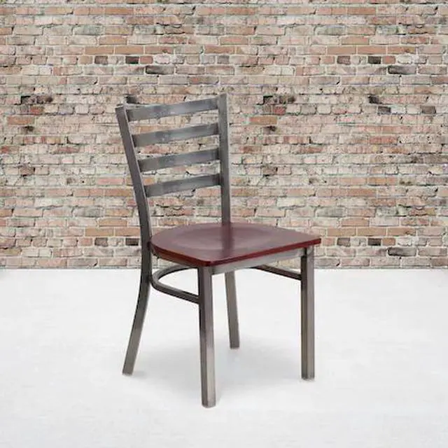 Main image of FLASH FURNITURE 2-XU-DG694BLAD-CLR-MAHW-GG Clear Ladder Chair-Mah Seat,PK2