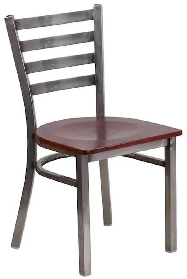 Alt view image 5 of 7 - FLASH FURNITURE 2-XU-DG694BLAD-CLR-MAHW-GG Clear Ladder Chair-Mah Seat,PK2
