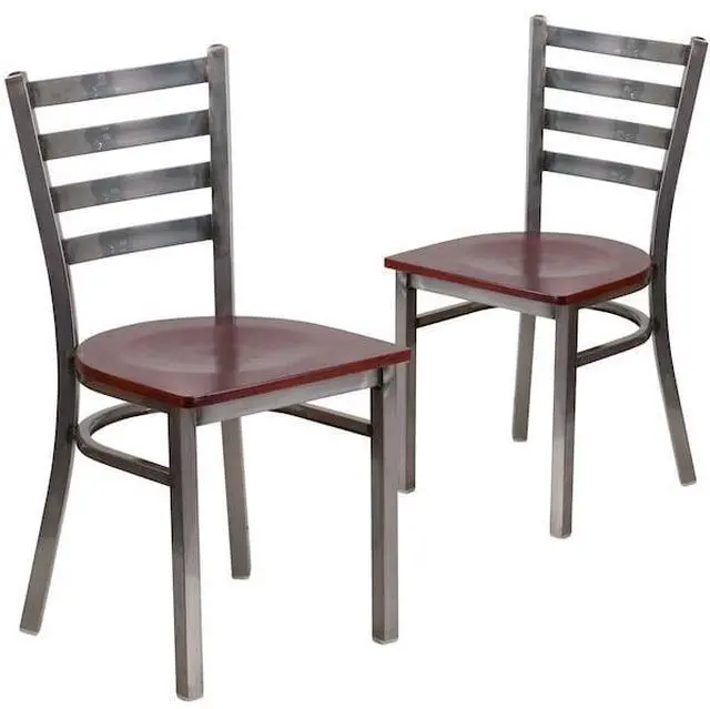 Alt view image 4 of 7 - FLASH FURNITURE 2-XU-DG694BLAD-CLR-MAHW-GG Clear Ladder Chair-Mah Seat,PK2