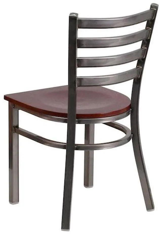 Alt view image 7 of 7 - FLASH FURNITURE 2-XU-DG694BLAD-CLR-MAHW-GG Clear Ladder Chair-Mah Seat,PK2