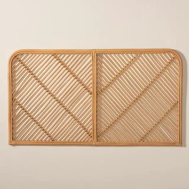 Alt view image 13 of 13 - Baxton Studio Sakina Modern Bohemian Natural Brown Rattan Queen Size Wall-mount Headboard
