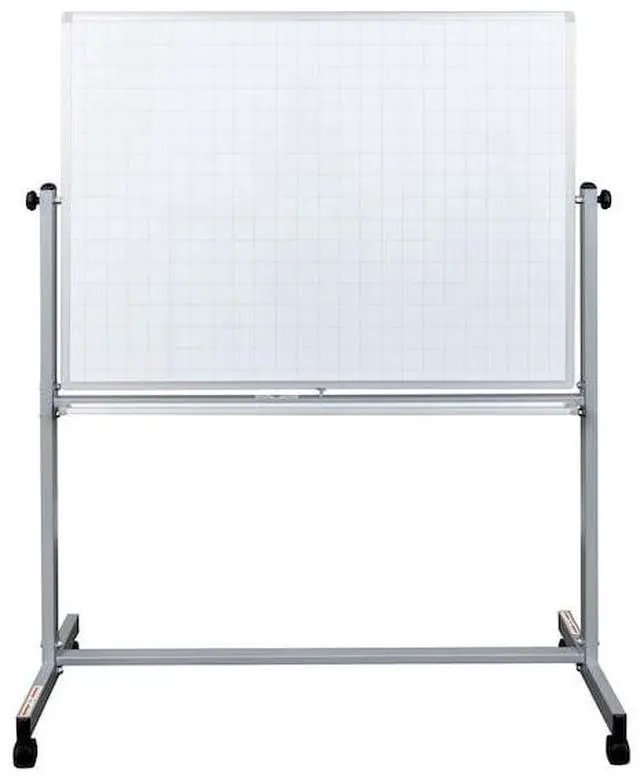 Alt view image 8 of 9 - Luxor 48" x 36" Mobile Magnetic Double-Sided Ghost Grid Whiteboard
