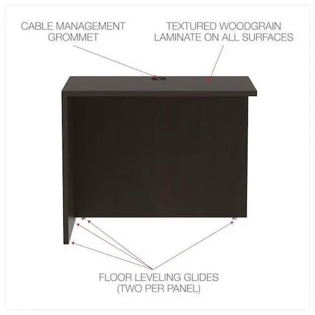 Alt view image 14 of 18 - Alera Valencia Series Reversible Return/Bridge Shell, 35w x 23 5/8d, Espresso