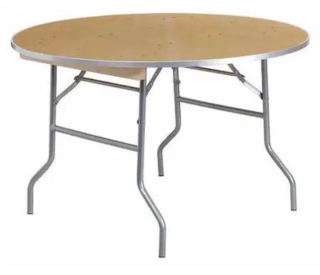 Main image of 48'' Round HEAVY DUTY Birchwood Folding Banquet Table with METAL Edges