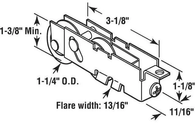 Alt view image 4 of 4 - PRIME-LINE D 1880 1-1/4 in. Steel Ball Bearing Tandem Roller Assembly, Reversed