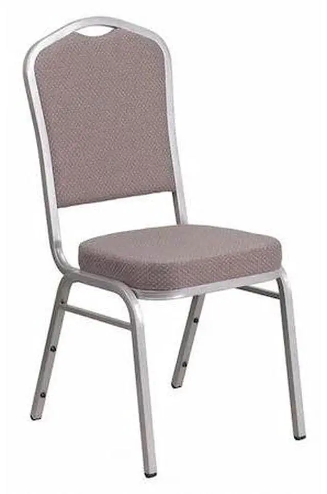 Alt view image 6 of 20 - HERCULES Series Crown Back Stacking Banquet Chair in Gray Dot Fabric - Silver Frame
