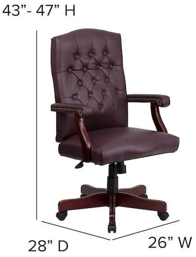 Alt view image 13 of 20 - Martha Washington Burgundy LeatherSoft Executive Swivel Office Chair with Arms