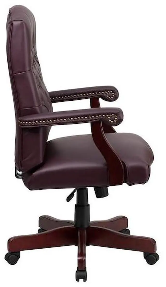 Alt view image 16 of 20 - Martha Washington Burgundy LeatherSoft Executive Swivel Office Chair with Arms