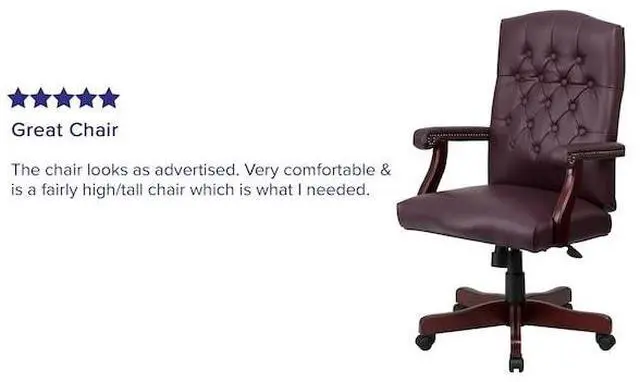 Alt view image 15 of 20 - Martha Washington Burgundy LeatherSoft Executive Swivel Office Chair with Arms