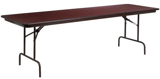 Alt view image 14 of 20 - 30'' x 96'' Rectangular High Pressure Mahogany Laminate Folding Banquet Table