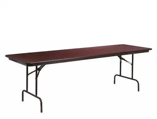 Alt view image 13 of 20 - 30'' x 96'' Rectangular High Pressure Mahogany Laminate Folding Banquet Table