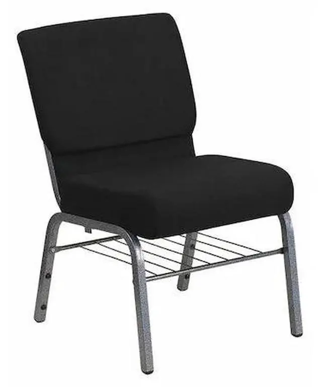 Alt view image 15 of 20 - Flash Furniture Hercules Series Fabric Church Chair, 21", Black/Silvervein