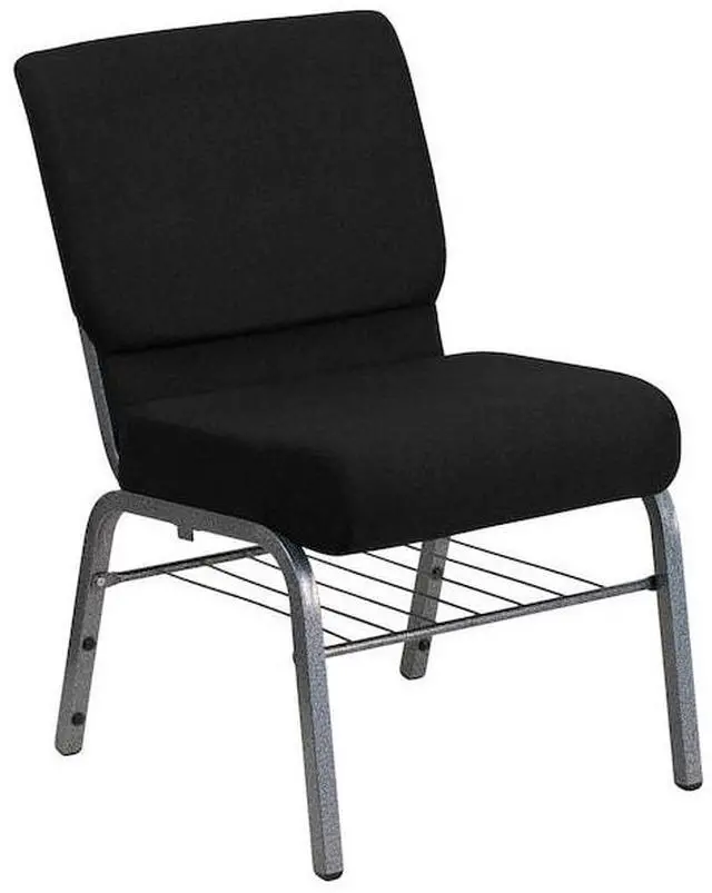 Alt view image 16 of 20 - Flash Furniture Hercules Series Fabric Church Chair, 21", Black/Silvervein