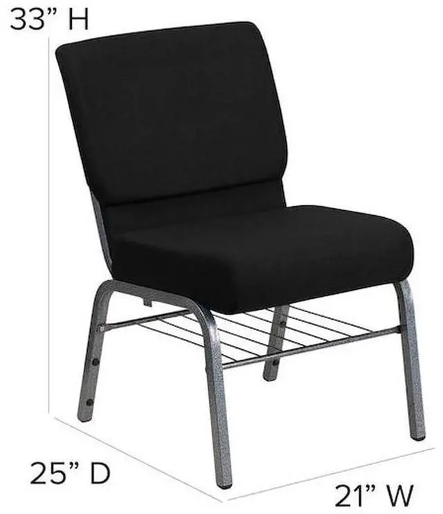 Alt view image 17 of 20 - Flash Furniture Hercules Series Fabric Church Chair, 21", Black/Silvervein