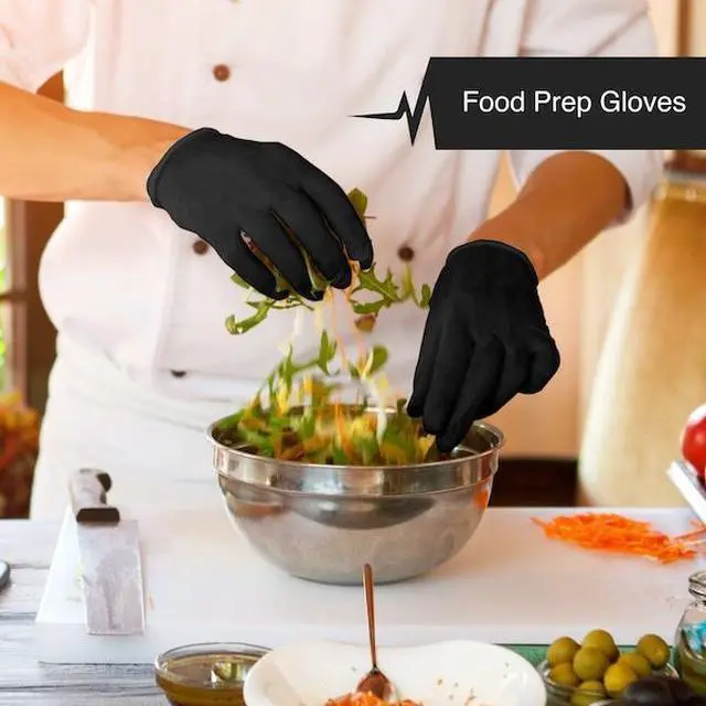 Alt view image 6 of 8 - Fifth Pulse Nitrile Exam Latex Free & Powder Free THICKER Gloves - Black (4 mil) - Box of 200 Gloves (Large)