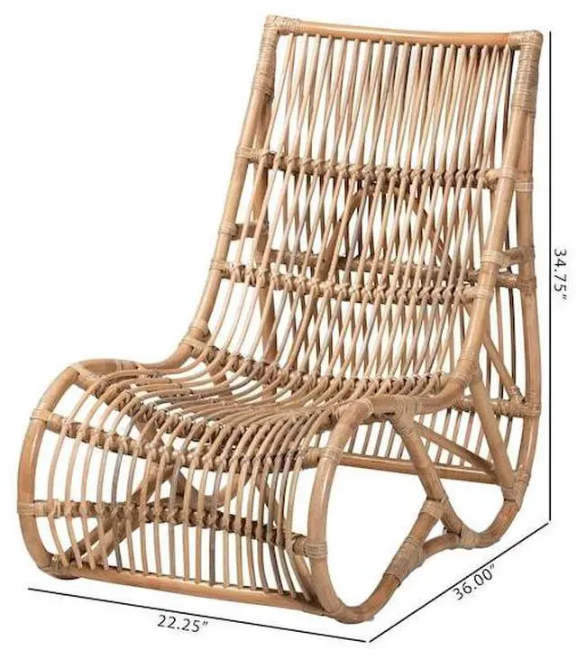Alt view image 2 of 7 - BAXTON STUDIO 217-12709-ZORO Genera Modern Bohemian Natural Rattan Lounge Chair