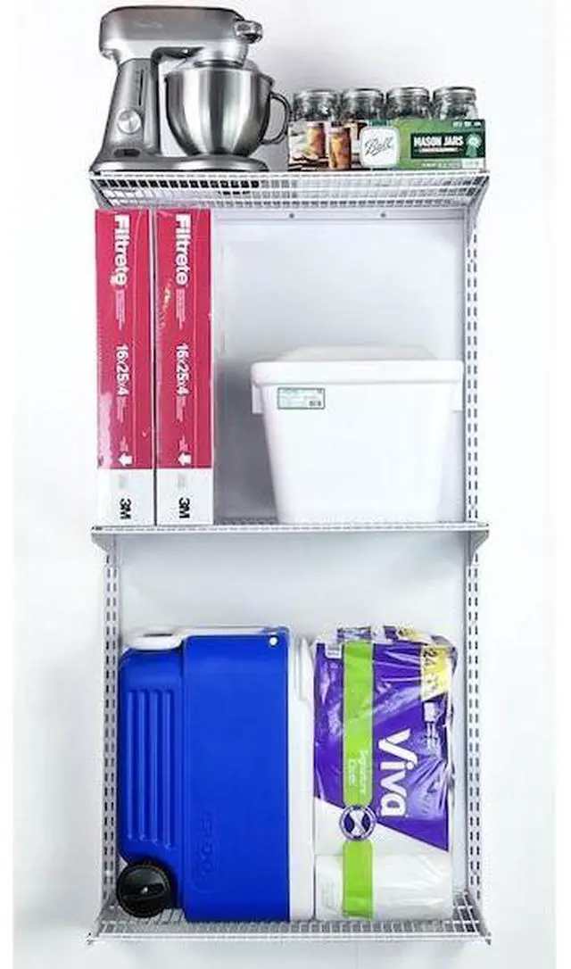 Alt view image 6 of 7 - TRITON PRODUCTS 1799-WHT Wall Mount Shelving Unit W/ 3 Steel Wire Shelves &