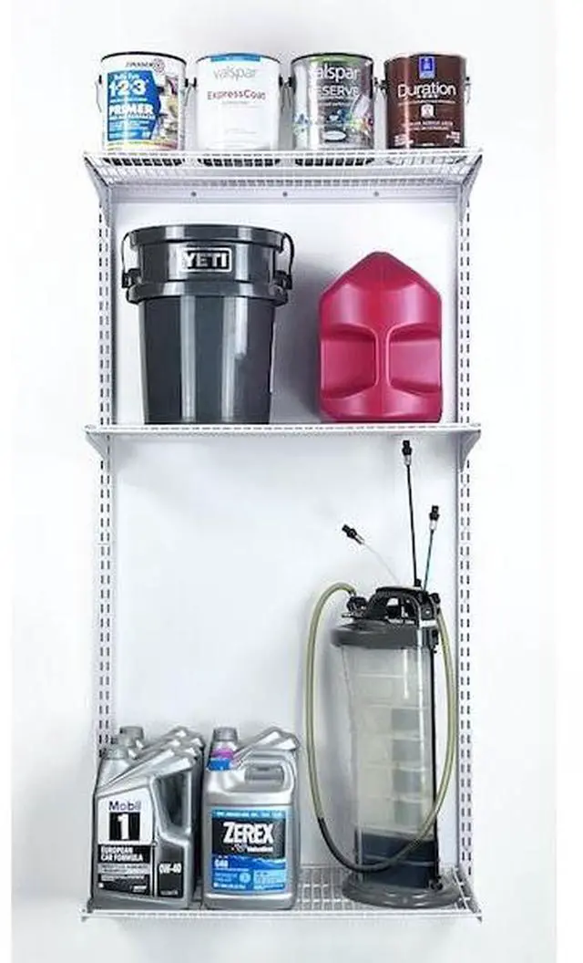 Alt view image 4 of 7 - TRITON PRODUCTS 1799-WHT Wall Mount Shelving Unit W/ 3 Steel Wire Shelves &