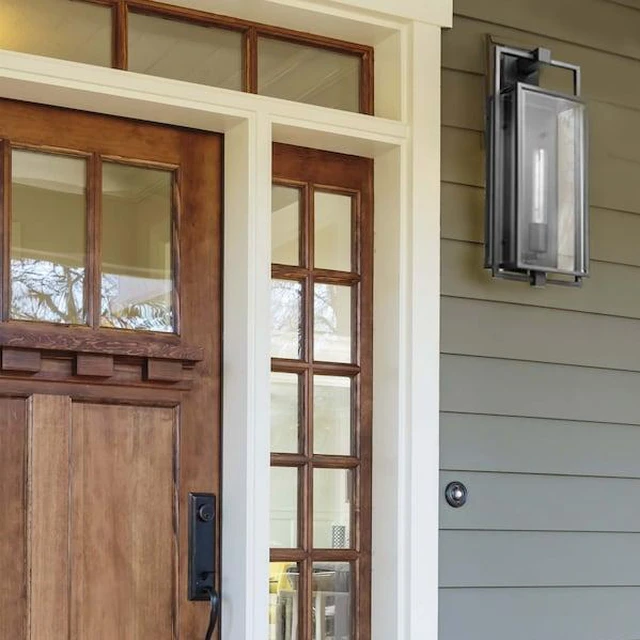Alt view image 7 of 7 - NUVO 60/7545 Exhibit 1-Lgt Large Wall Lantern - Matte Black / Clear Beveled