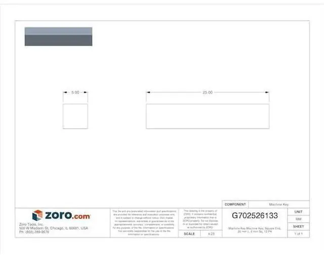 Alt view image 2 of 2 - MIDWEST FASTENER 32384 Machine Key Machine Key, Square End, 25 mm L, 5 mm Sq,