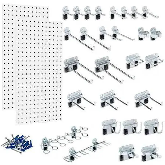 Alt view image 2 of 7 - Triton Products WC18-WH-Kit LocBoard Wall System Square Hole Pegboard & Locking Hook Organizer