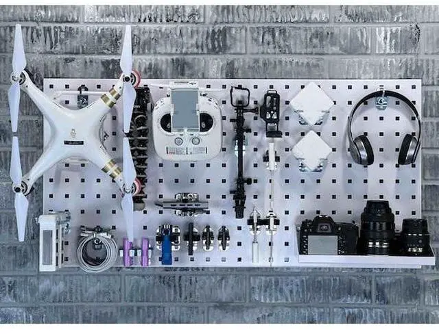 Alt view image 4 of 7 - Triton Products WC18-WH-Kit LocBoard Wall System Square Hole Pegboard & Locking Hook Organizer