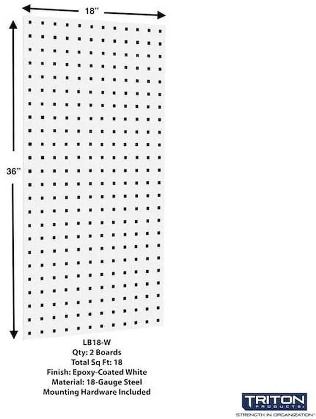 Alt view image 3 of 7 - Triton Products WC18-WH-Kit LocBoard Wall System Square Hole Pegboard & Locking Hook Organizer