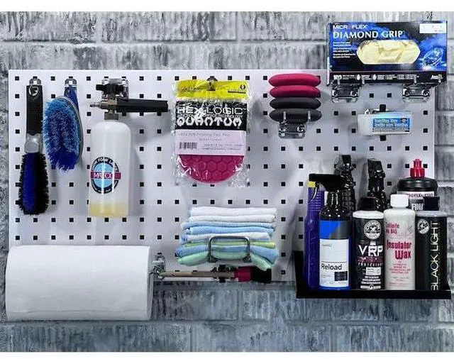 Alt view image 5 of 7 - Triton Products WC18-WH-Kit LocBoard Wall System Square Hole Pegboard & Locking Hook Organizer