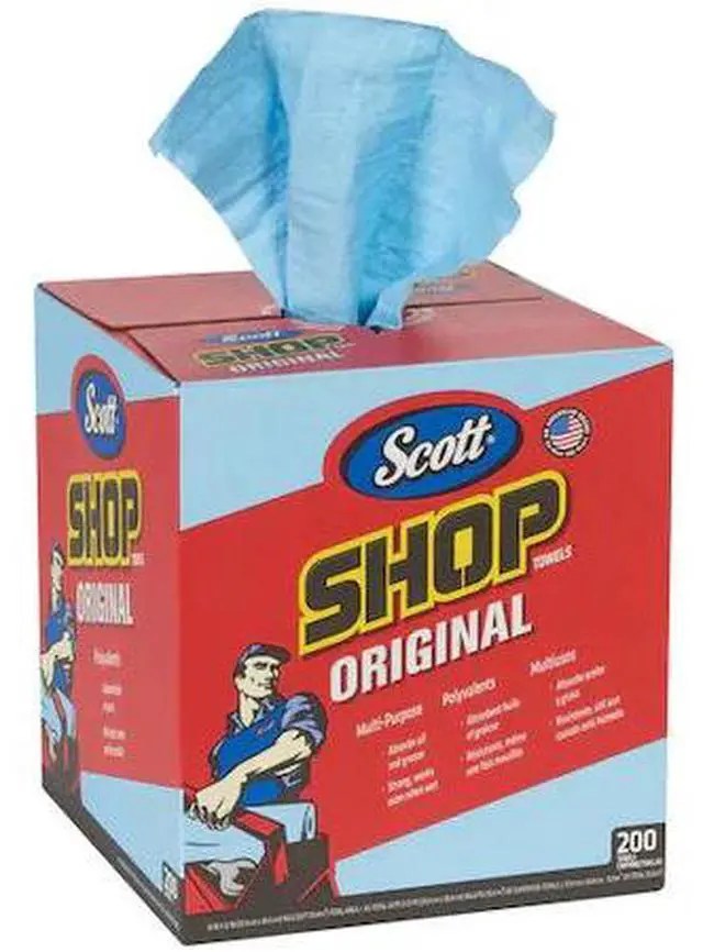 Main image of SCOTT KW144 Scott Shop Towels Pop-Up Box, 10" x 12", Blue, 200/Box, 8 Boxes/Case