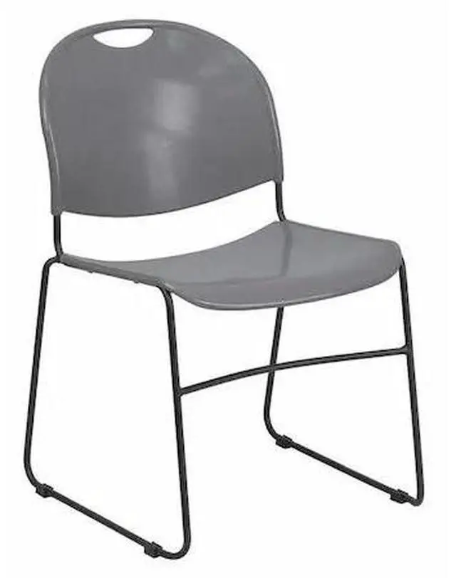 Alt view image 8 of 20 - HERCULES Series 880 lb. Capacity Gray Ultra-Compact Stack Chair with Black Powder Coated Frame
