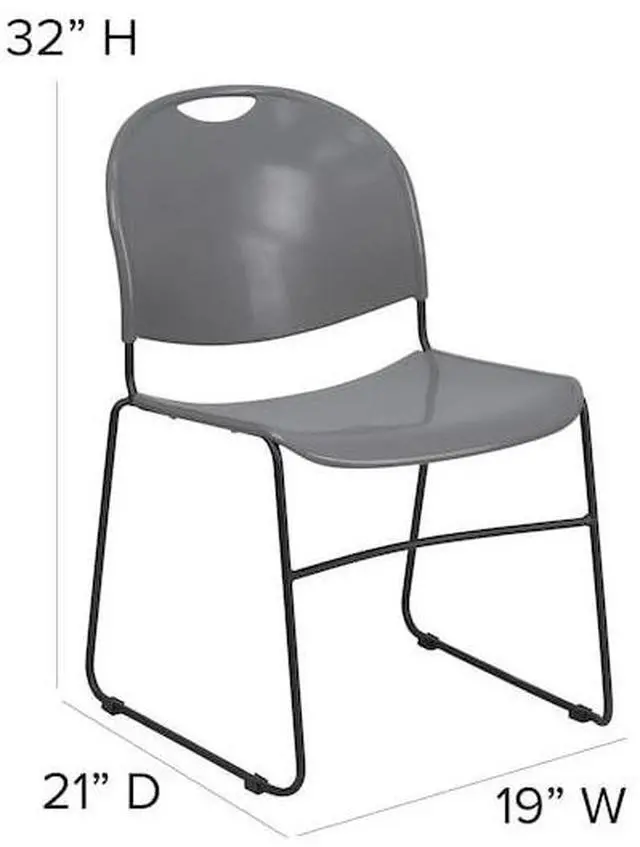 Alt view image 9 of 20 - HERCULES Series 880 lb. Capacity Gray Ultra-Compact Stack Chair with Black Powder Coated Frame