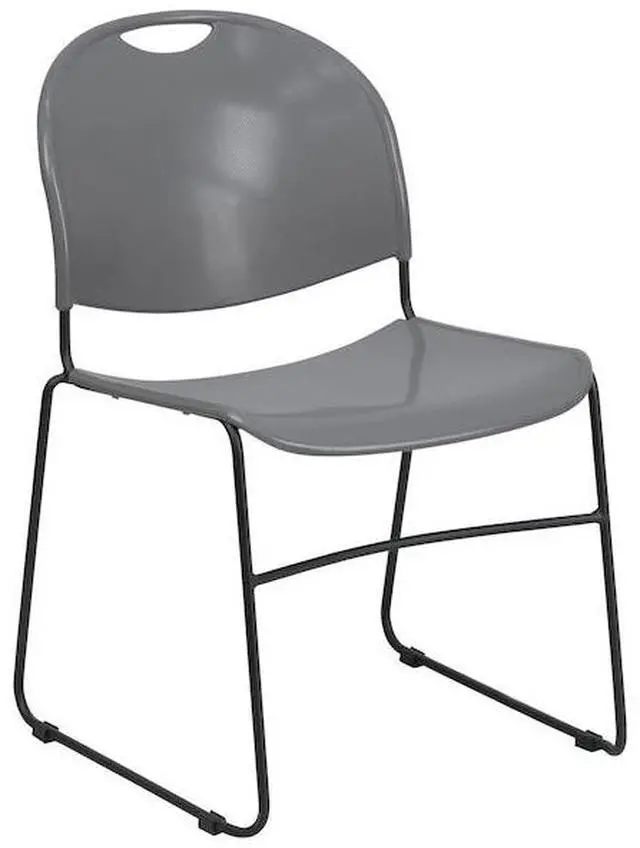 Alt view image 12 of 20 - HERCULES Series 880 lb. Capacity Gray Ultra-Compact Stack Chair with Black Powder Coated Frame