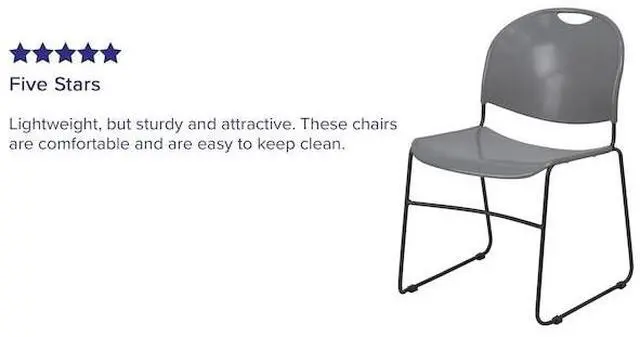 Alt view image 11 of 20 - HERCULES Series 880 lb. Capacity Gray Ultra-Compact Stack Chair with Black Powder Coated Frame