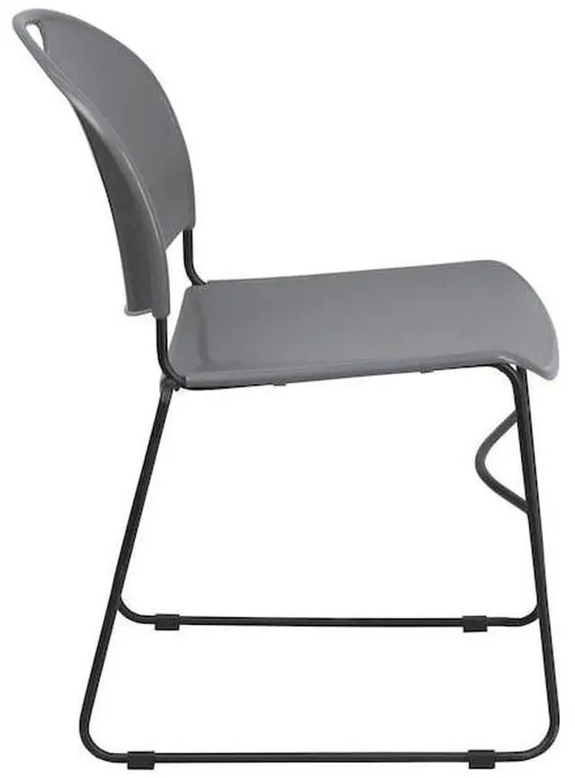 Alt view image 13 of 20 - HERCULES Series 880 lb. Capacity Gray Ultra-Compact Stack Chair with Black Powder Coated Frame