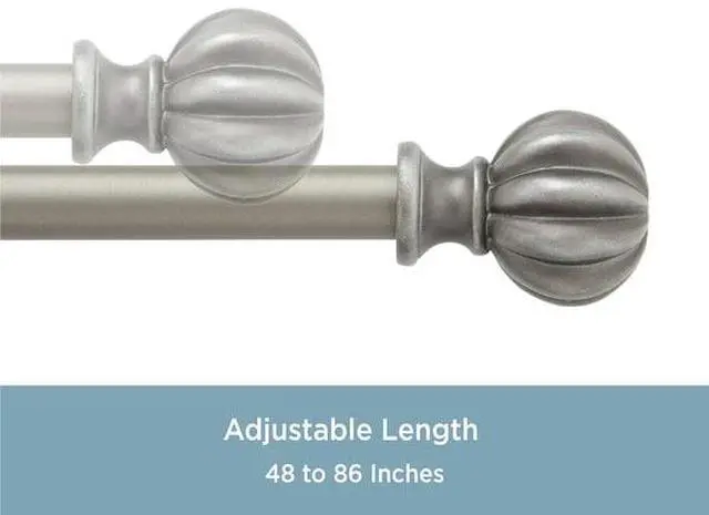Alt view image 5 of 6 - Kenney 71632 Rachel Standard Decorative Window Curtain Rod, 48 to 86-Inch, Italian Pewter