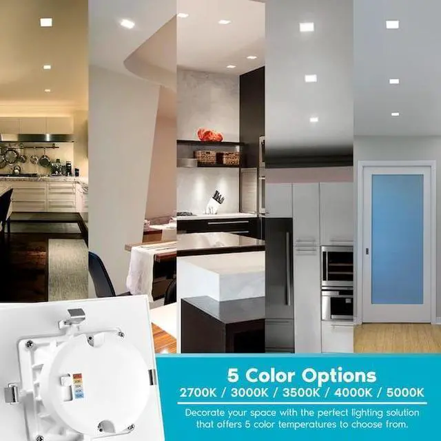 Alt view image 2 of 7 - LUXRITE LR23785-6PK 4 Inch Square LED Recessed Can Lights 5 CCT Selectable